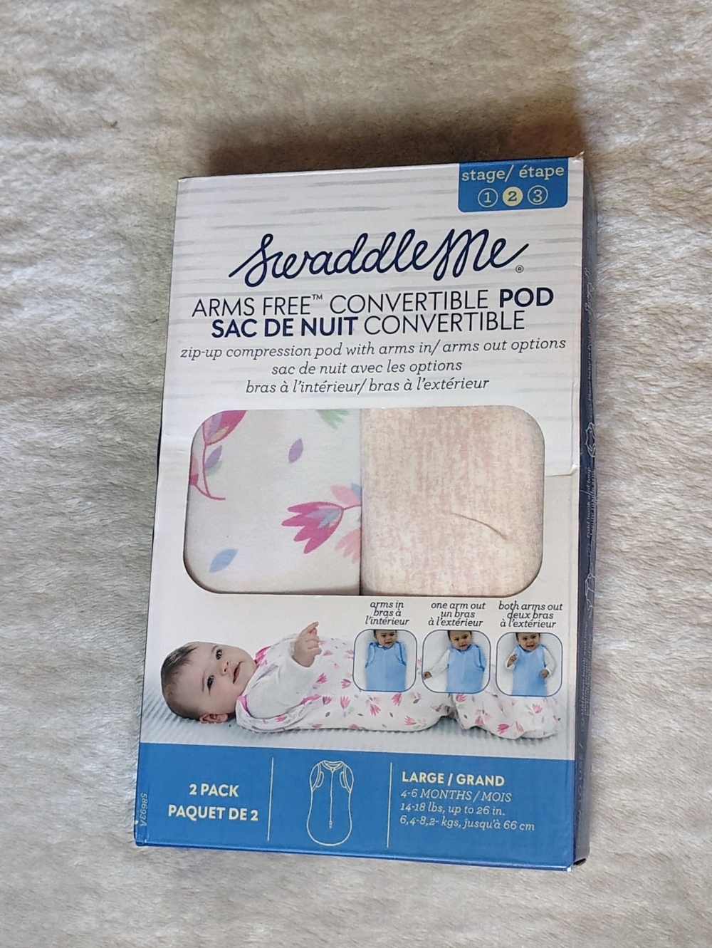 SwaddleMe Pink Floral and Solid Pink 2-Pack Infant Swaddle Set